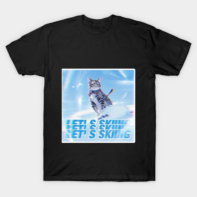 Cat Skiing T-Shirt by LycheeDesign